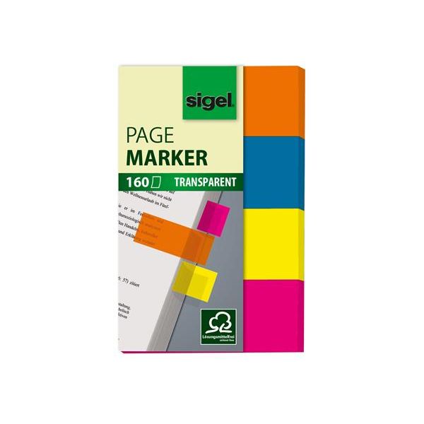 Záložky, plastové, 4x40 záložiek, 20x50 mm, SIGEL "614", mix farieb