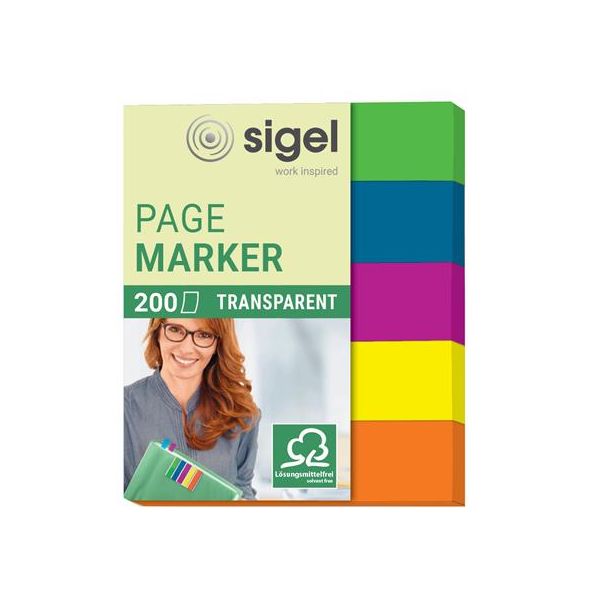 Záložky, plastové, 5x40 listov, 12x50 mm, SIGEL "615", mix