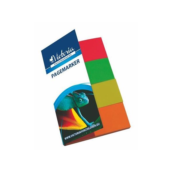 Záložky, papier, 4x40 listov, 20x50 mm, VICTORIA OFFICE, mix farieb