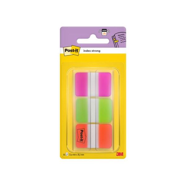 Záložky, plastové, spevnené, 3x22 listov, 25x38 mm, 3M POSTIT, mix