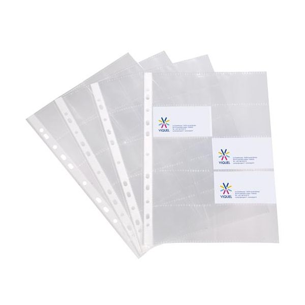 Euroobal na vizitky, A4, 100 mikr., číry, na 20 vizitiek, VIQUEL