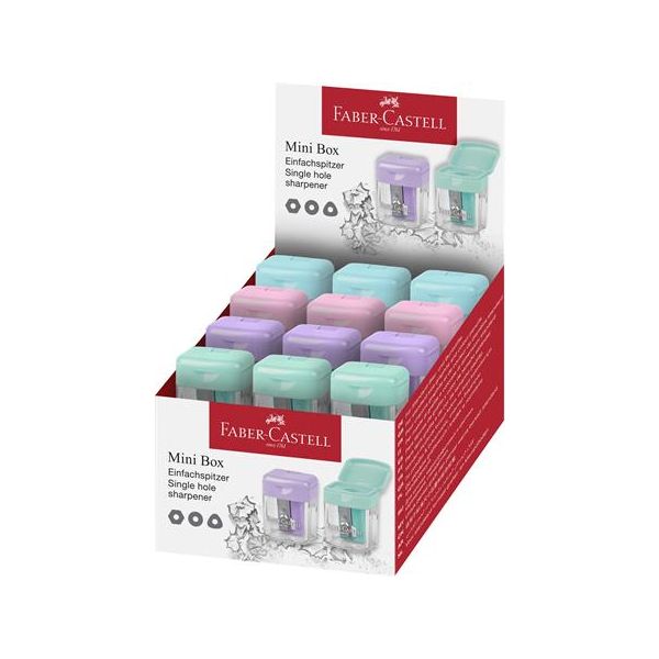 Strúhadlo, jednodierové, so zásobníkom, displej, FABER-CASTELL, pastelové farby
