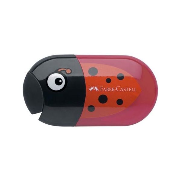 Strúhadlo a guma, 2 otvory, s nádobkou, FABER-CASTELL, motív: lienka