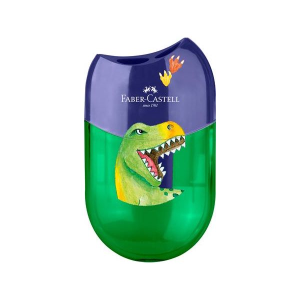 Strúhadlo, displej, dvojdierové, so zásobníkom,  FABER-CASTELL, dinosaurus