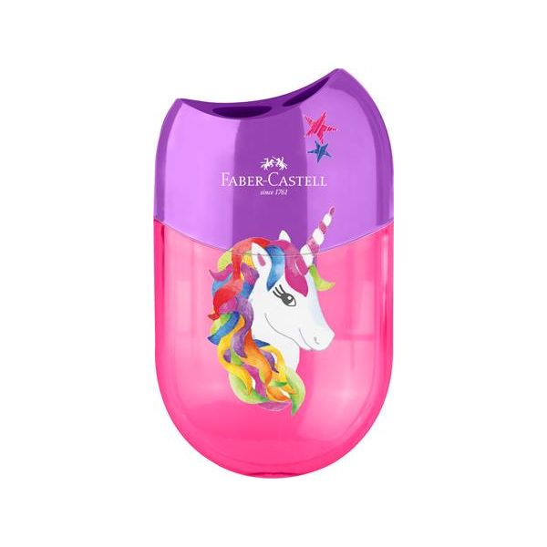 Strúhadlo, displej, dvojdierové, so zásobníkom,  FABER-CASTELL, jednorožec