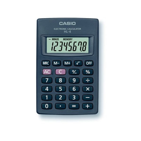 Kalkulačka, vrecková, 8 miestny displej, CASIO "HL-4T"