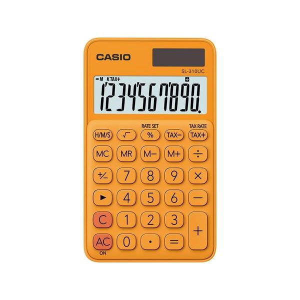 Vrecková kalkulačka, 10-miestna, CASIO "SL 310", oranžová
