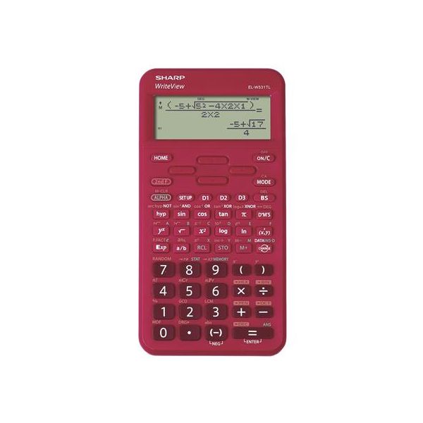 Kalkulačka, vedecká, 420 funkcií, SHARP "EL-W531TL", višňovo-červená