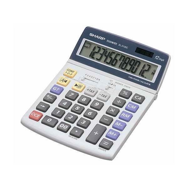 Kalkulačka, stolová, 12 miestny displej, SHARP "EL-2125C"