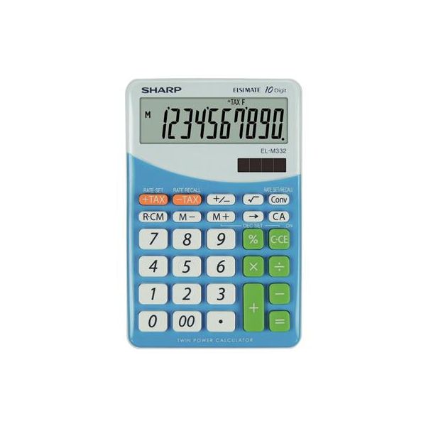 Kalkulačka, stolová, 10 číslic, SHARP "EL-M332", modrá