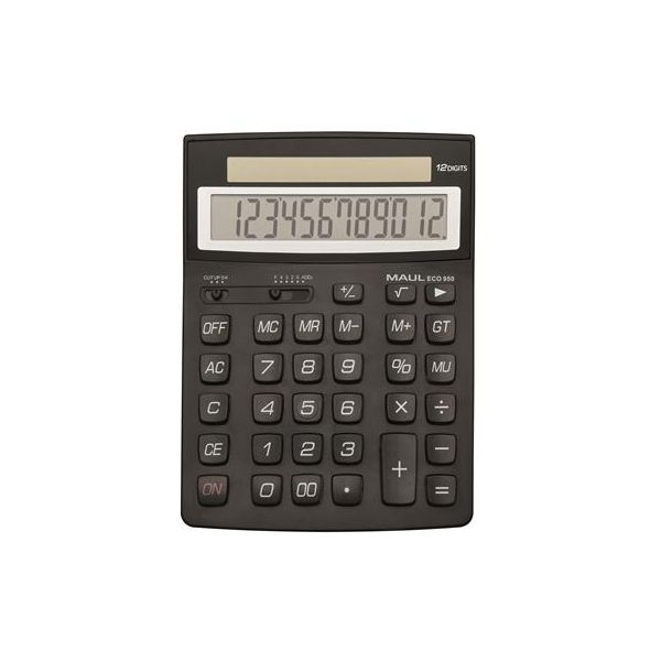 Kalkulačka, stolová, 12 miestny displej, MAUL "Eco 950", čierna