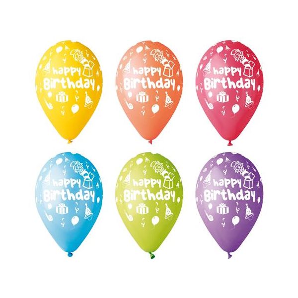 Balón, 30 cm, "Happy Birthday", šašo