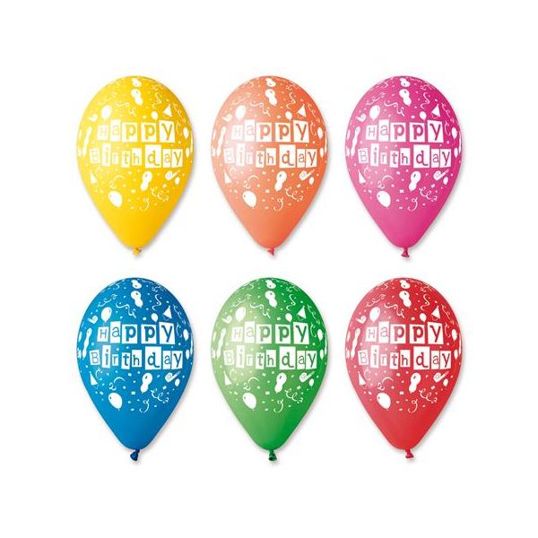 Balón, 30 cm, "Happy Birthday", balóny