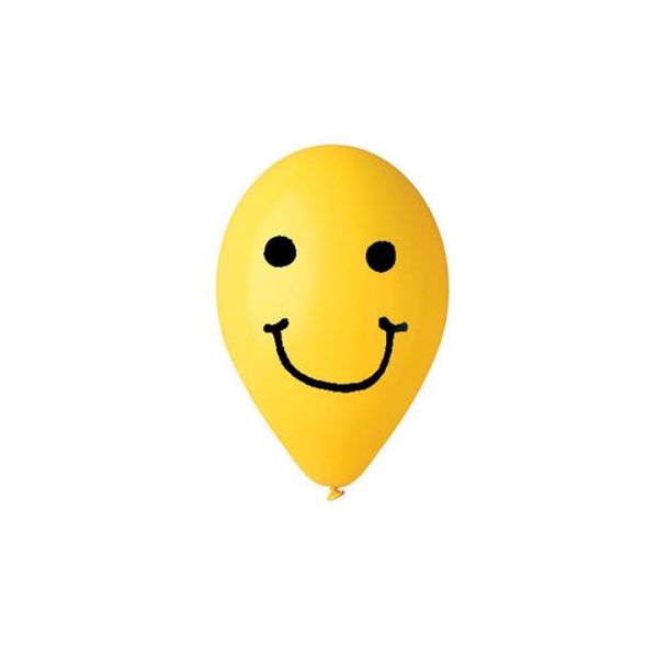 Balón, 30 cm, smiley, žltý