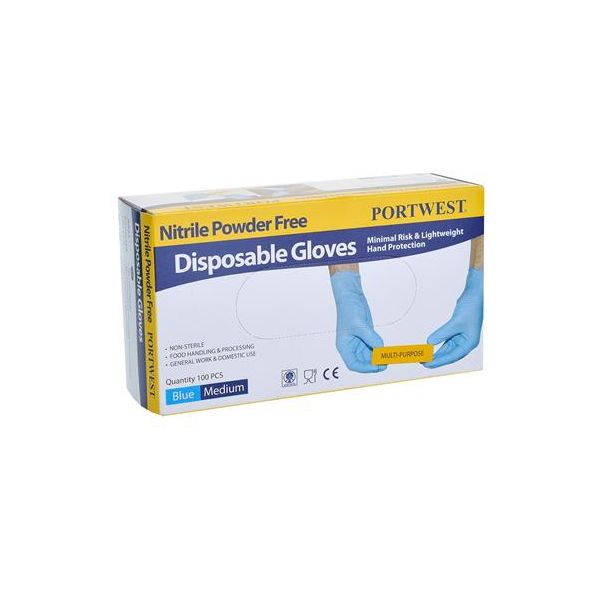 Ochranné rukavice, jednorazové, nitril, veľkosť: M, nepudrované, modré