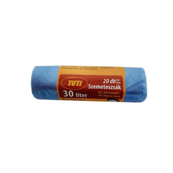 Vrecia na odpadky, 30 l, 20 ks, 50x60 cm, 9 µ, TUTI, modrá