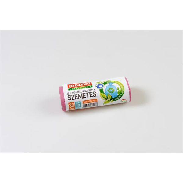 Vrecia na odpadky, recyklované, 30 l, 15 ks, 50x60 cm, 12 µ, MAZZINI, ružová