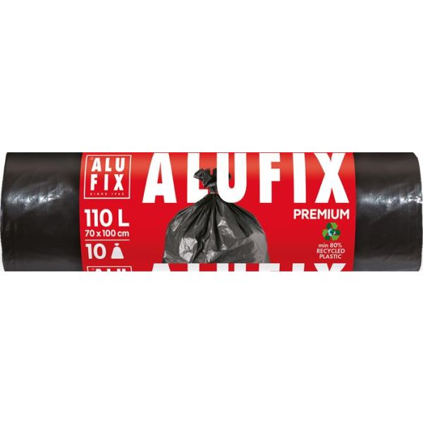 Vrecia na odpadky, extra silné, 110 l, 10 ks, 70x110 cm, 33 µ, ALUFIX, čierna