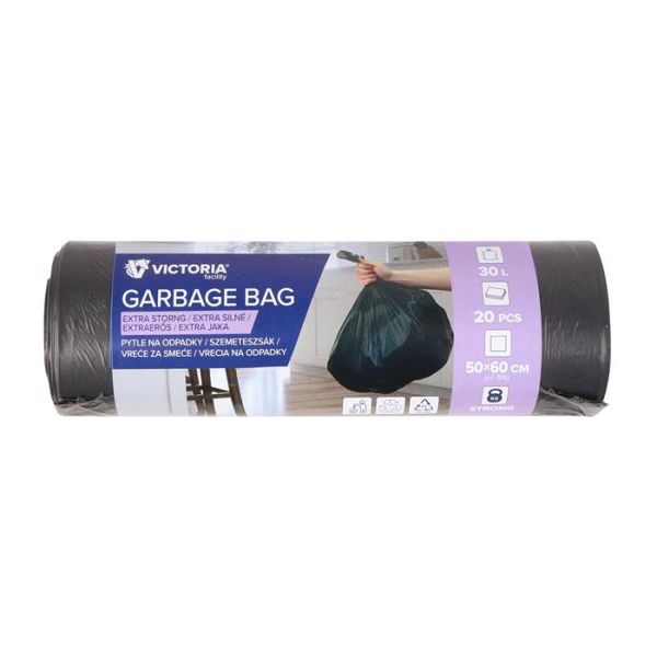 Vrecia na odpadky, extra silné, 30 l, 20 ks, VICTORIA FACILITY