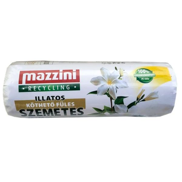 Vrecia na odpadky, recyklované, s uškom, parfumované, 35 l, 20 ks, 49x60 cm, 10 µ, MAZZINI, kvetinková vôňa
