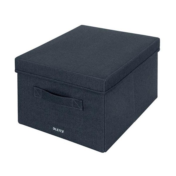 Úložný box, textilný, rozmer M, LEITZ "Fabric", zamatová sivá