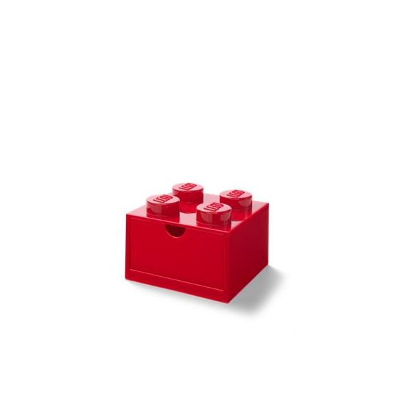 Úložný box na stôl, zásuvkový, LEGO "Brick 2x2", červený