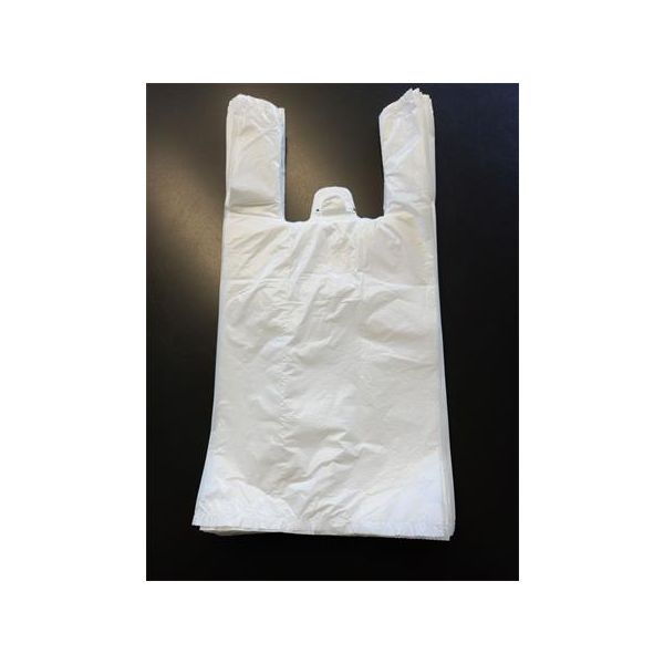 Igelitová taška, biela, 19x8x39 cm