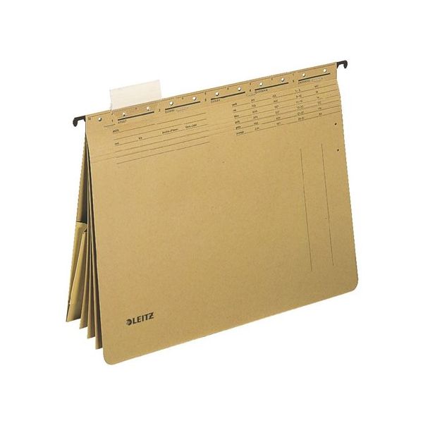 Závesná zakladacia doska, s rýchloviazacím mechanizmom, kartón, A4, LEITZ "Alpha kombi", prírodná