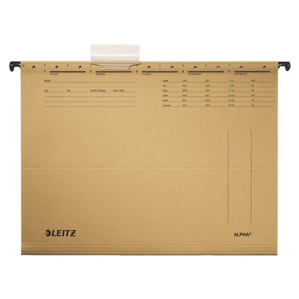 Závesná zakladacia doska, kartón, A4, LEITZ "Alpha", prírodná