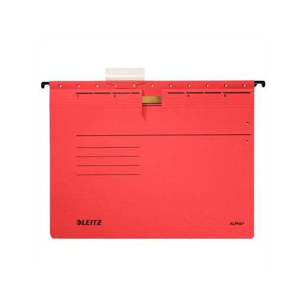 Závesná zakladacia doska, s rýchloviazacím mechanizmom, kartón, A4, LEITZ "Alpha", červená