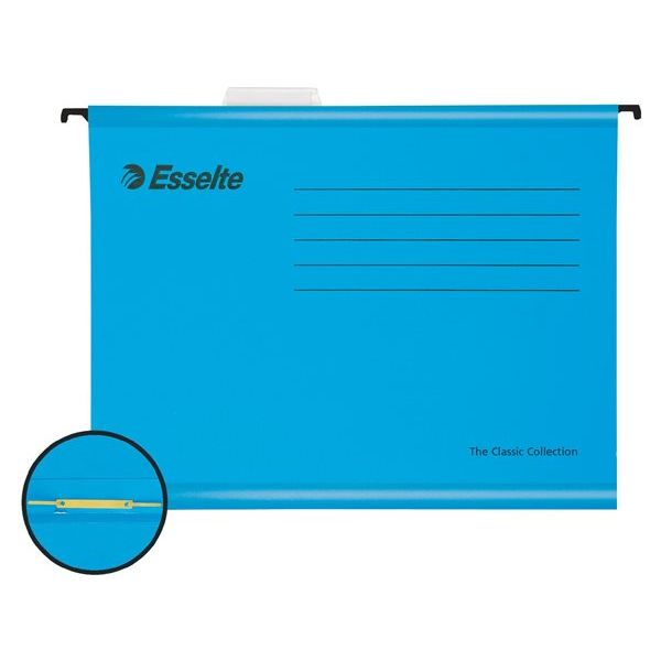 Závesné zakladacie dosky, rýchloviazacim mechanizmom, recyklovaný kartón, A4, ESSELTE "Classic", modré