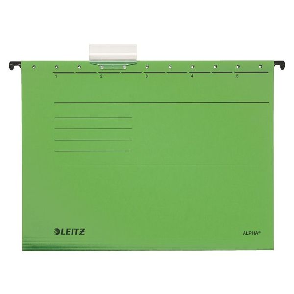 Závesná zakladacia doska, kartón, A4, LEITZ "Alpha", zelená