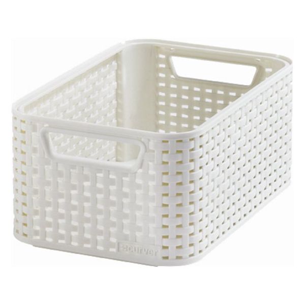 Odkladací box, s efektom rattanu, 7 l, béžová, CURVER "Style S"