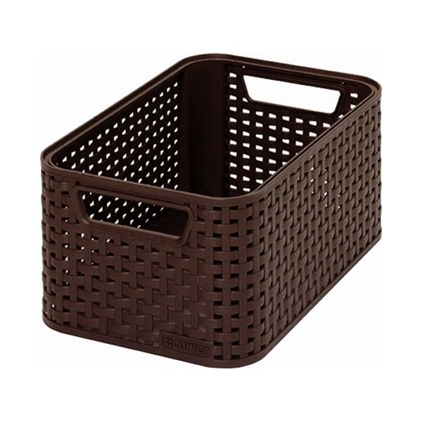 Odkladací box, s efektom rattanu, 7l, tmavohnedá, CURVER "Style S"