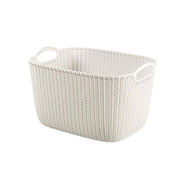 Pletený košík, rozmer L, CURVER "Knit", biely