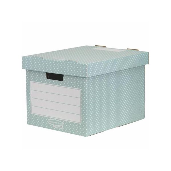 Úložný box, kartónový, 33,3x28,5x39 cm FELLOWES, "Style", zelená-biela