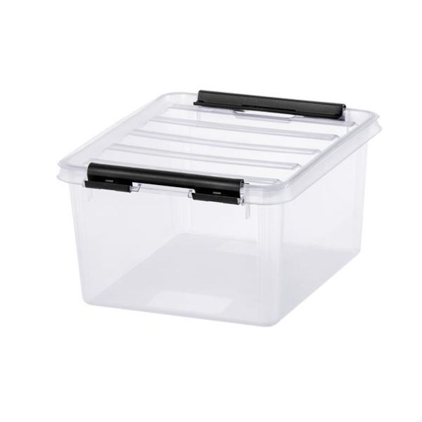 Úložný box, plastový, 2 l, čierne úchytky, SMARTSTORE "Classic 2", priehľadný