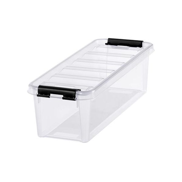 Úložný box, plastový, 3,5 l, čierne úchytky, SMARTSTORE "Classic 4", priehľadný