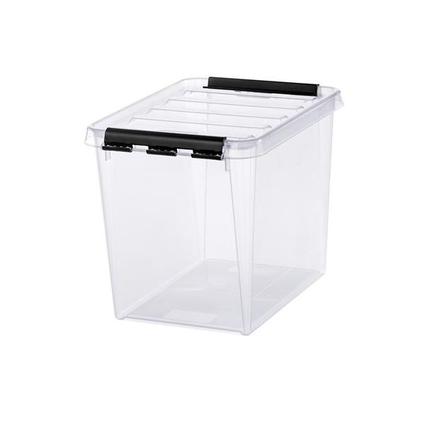 Úložný box, plastový, 14 l, čierne úchytky, SMARTSTORE "Classic 11", priehľadný
