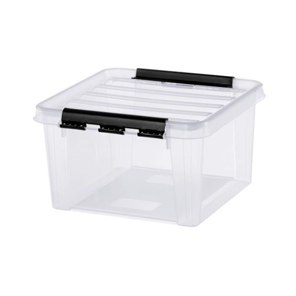 Úložný box, plastový, 8 l, čierne úchytky, SMARTSTORE "Classic 12", priehľadný