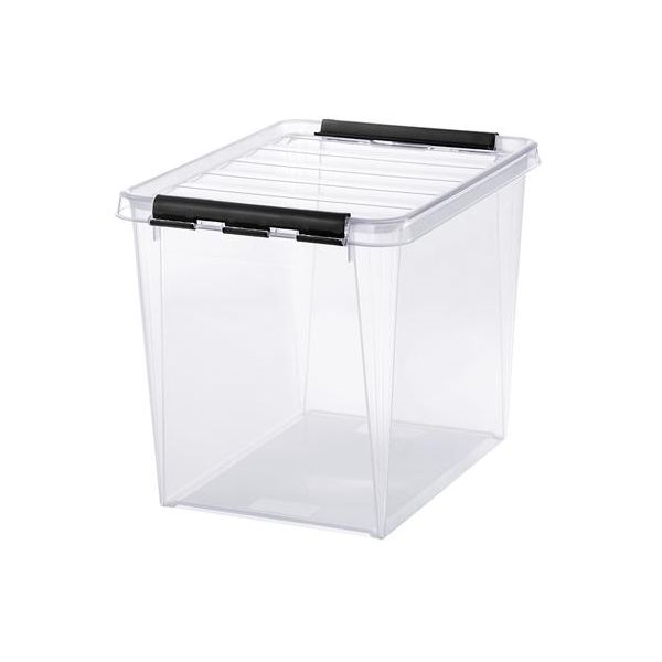 Úložný box, plastový, 25 l, čierne úchytky, SMARTSTORE "Classic 16", priehľadný