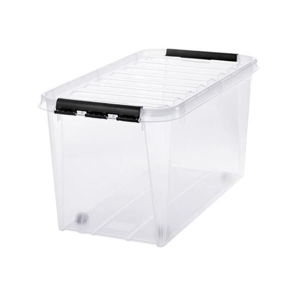 Úložný box, plastový, 70 litrov, čierne úchytky, SMARTSTORE "Classic 70", priehľadná