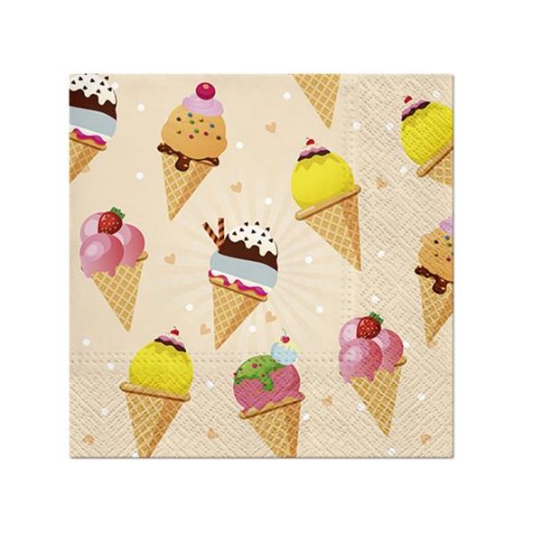 Servítky, 2-vrstvové, 33x33 cm, zmrzlina