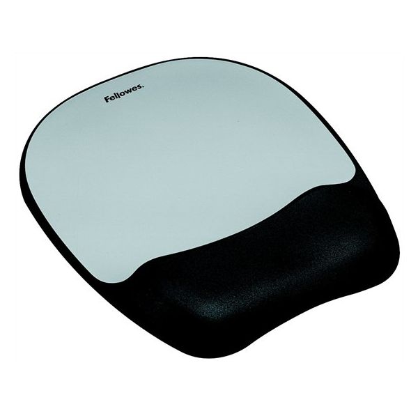 Penová podložka pod myš, s opierkou zápästia, FELLOWES "Memory Foam", sivá