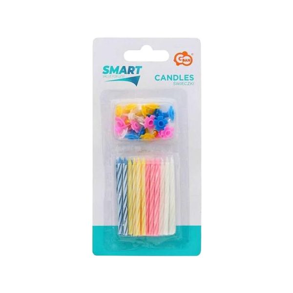 Narodeninové sviečky, s podstavcom, 24 ks