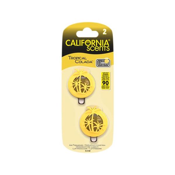 Vôňa do auta, mini difúzor, 2*3 ml, CALIFORNIA SCENTS "Tropical Colada"