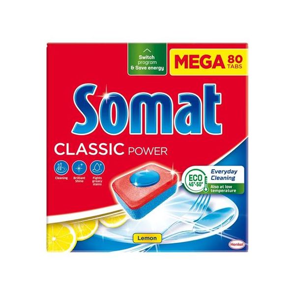 Tablety do umývačky riadu, 80 ks, SOMAT „Classic“, citrón