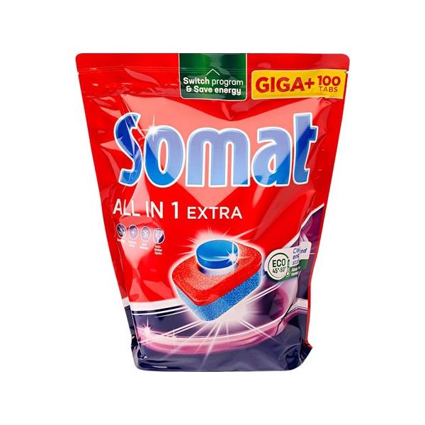 Tablety do umývačky riadu, 100 ks, SOMAT "All in 1 Extra"