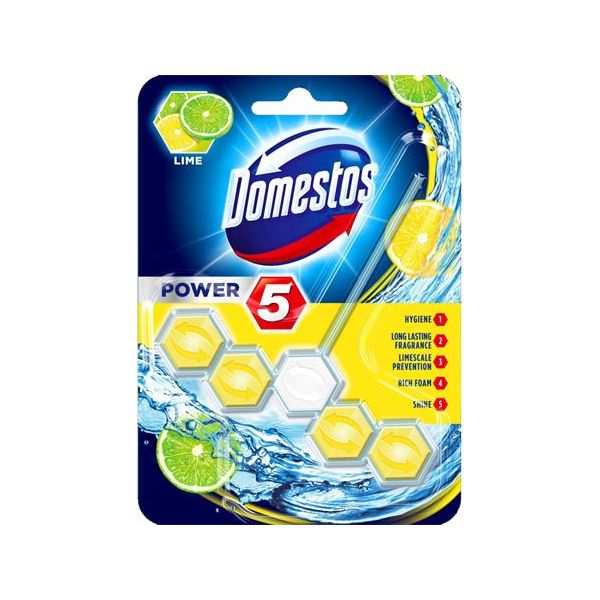 WC osviežujúci blok, 1 ks, DOMESTOS "Power 5", limetka