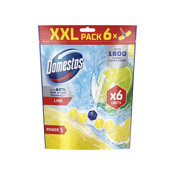 WC osviežujúci blok, 6-kusový, DOMESTOS "Power 5", limetka